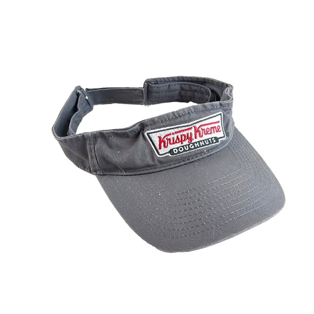 Krispy Kreme Doughnuts Visor Hat Gray Logo Adjustable Strapback Employee Uniform